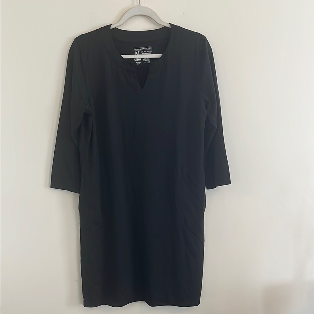 Light Bare UPF UV Protection Cover Up Swim‎ Dress Black Resort Beach M